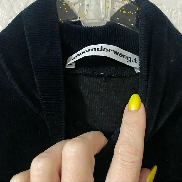 ALEXANDER WANG Mock Neck Tank in Stretch Corduroy Crop Tops